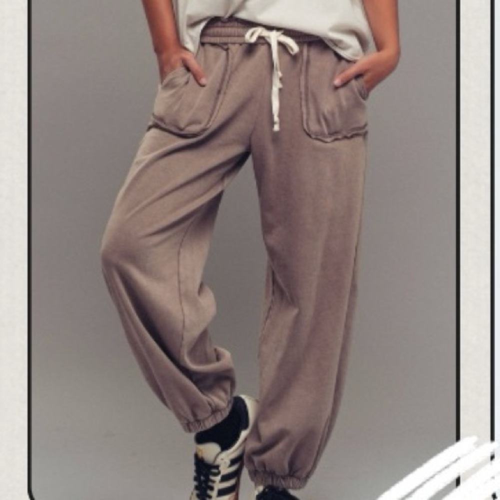 Natasha Wide Leg Joggers in Brown